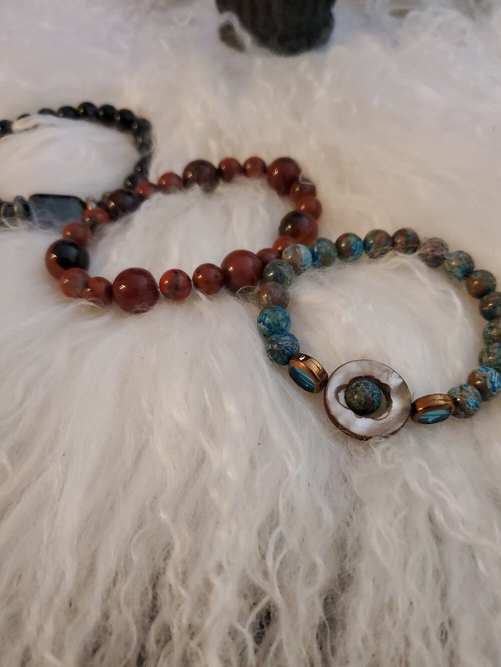 Gorgeous Natural Stone, Bracelet Trio